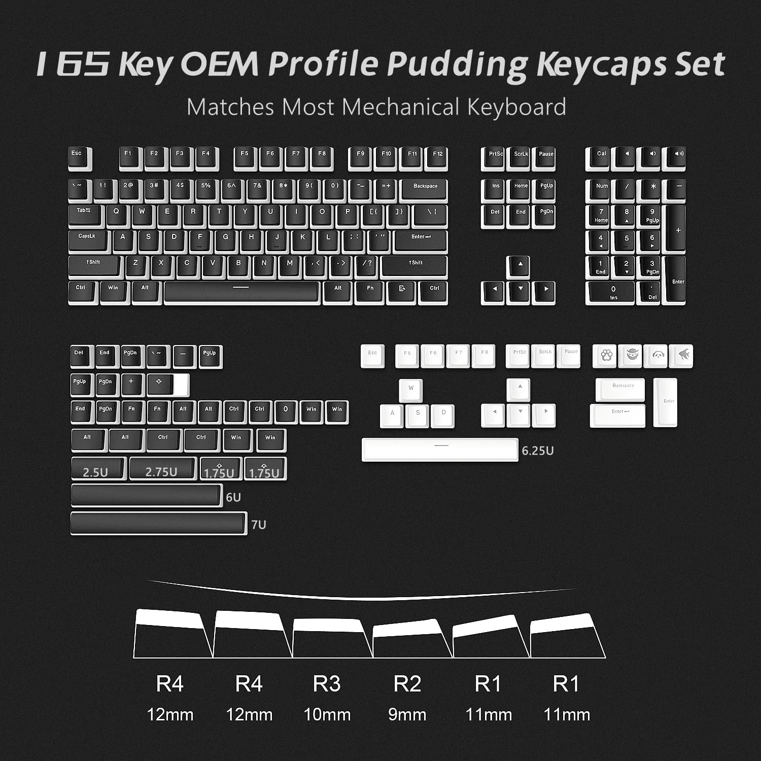 HyperX Pudding Keycaps - Jeu Complet de Touches - ABS - Disposition Britannique - Profil OEM HyperX Pudding Keycaps - Jeu Complet de Touches - ABS - Disposition Britannique - Profil OEM