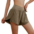 thumbnail image 1 of Pantalones cortos deportivos de entrenamiento para mujer - Cintura alta, doble capa con braguita interior, abertura lateral, bolsillos con cremallera, nailon y spandex, tallas S-XXL, 1 of 6
