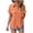 Orange, variant on Homenesgenics Women's Tops Solid-Color Collared Button-Down Pocket Short-Sleeve Shirt Red L
