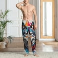 thumbnail image 5 of Vsdgher Tie-Dye Wolf Head Print Mens Pajama Pants Sleep & Lounge Pants, PJ Bottoms With elastic waistb and Pockets, 5 of 5