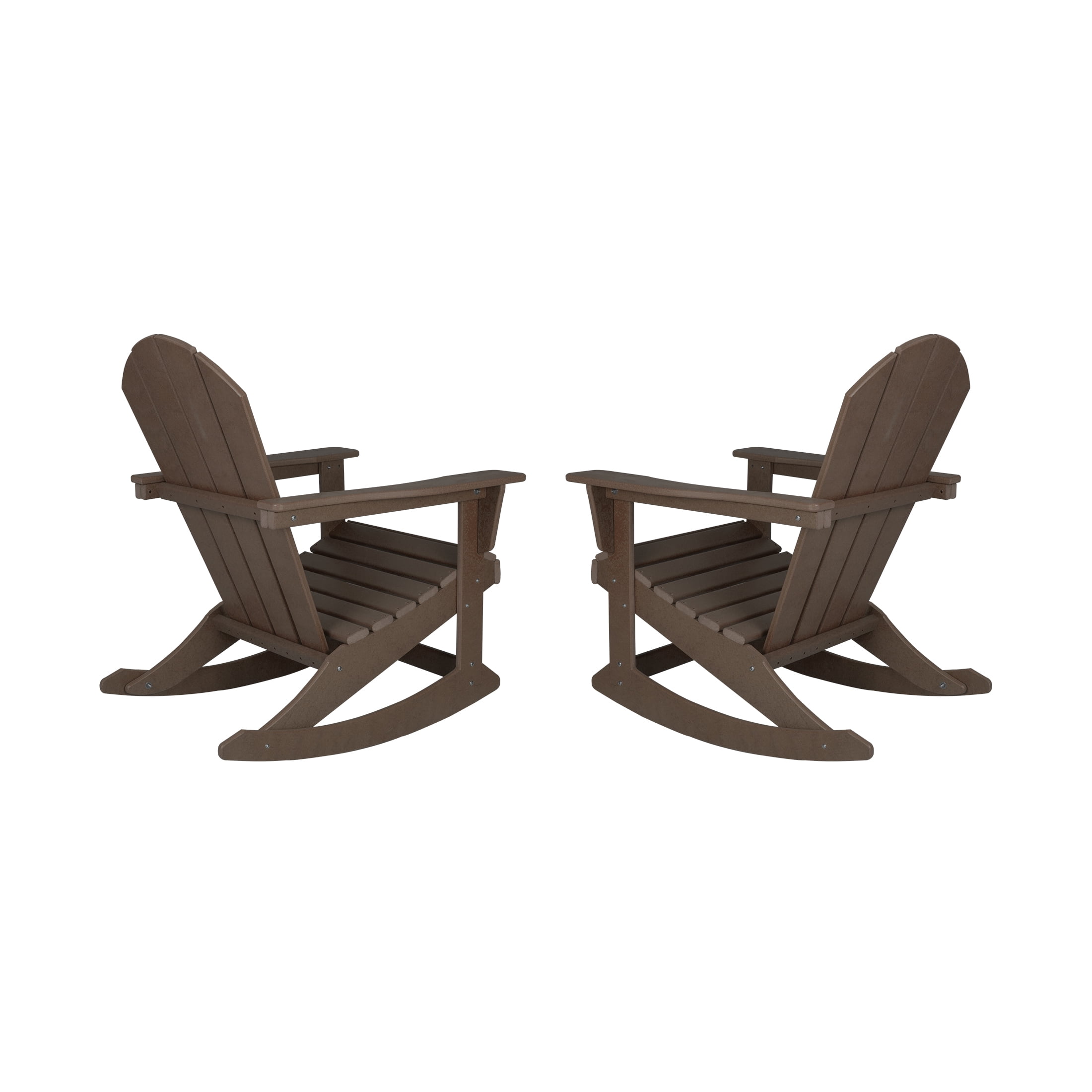 GARDEN Set of 2 - Plastic Outdoor Rocking Chairs for Patio Porch, Dark Brown