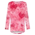 thumbnail image 3 of Cameland Chemises Grande Taille pour Femmes Imprimé Cœur Hauts de la Saint-Valentin Manches Longues Tunique Col Rond Blouses, 3 of 4