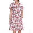 thumbnail image 1 of Fotbe Kawaii Pig Vestido Largo de Moda para Mujer, Vestido Tipo Camiseta con Manga Corta y Estilo Casual a Rayas y Bloques de Color, 1 of 6