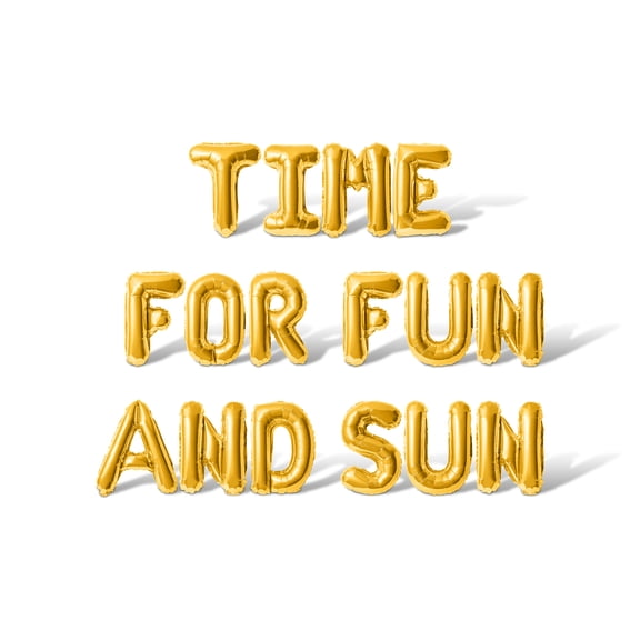 Letter Balloons - TIME FOR FUN AND SUN 16" Inch Alphabet Letters Foil Mylar Balloon Retirement Party Banner (Gold)