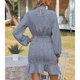 thumbnail image 3 of Vestido Floral Con Cuello Simulado, Dobladillo Esponjoso De Moda, Botón Trasero De Fibra De Poliéster, Elegante Vestido Floral De Manga Larga Que Combina Con Todo Para Clubes, ANGGREK  Otros, 3 of 6