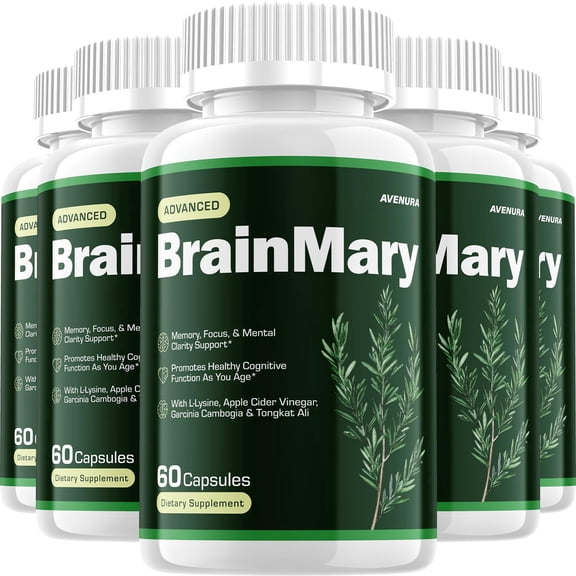 Brainmary Capsules – Brain Mary Pills Advanced Formula Natural Blend, 5 Pack, 300 Capsules