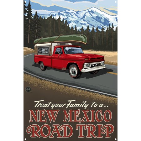 New Mexico Pickup Road Trip Snow Metal Art Print by Paul A. Lanquist (12