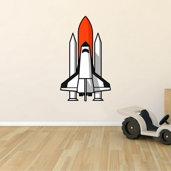 Removable Space Shuttle Decor Design Space Craft Home Wall Decal Design - 12" x 20" Vinyl Kids Bedroom Living Room Space Voyager Transport Adhesive Orbiter Vehicle Rocket Boosters Decoration Sticker