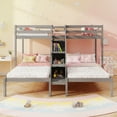 thumbnail image 6 of Gymax Wooden Twin Over Twin & Twin Bunk Bed w/ 4-Step Storage Staircase Guardrail, 6 of 9