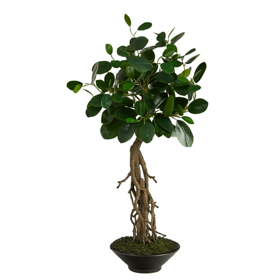 2" Artificial Ficus Artificial Tree in Plastic Pot, by Nearly Natural