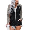 thumbnail image 3 of Womens Full Zip Up Loose Hoodie Jacket with Pockets Comfy Casual Long Sleeve Sweatshirt Drawstring Hoodies Outerwear, Black Grey Splice, M, 3 of 3