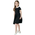 thumbnail image 5 of Classic Summer Girls School Style Dress Color Contrast Short Sleeve Outfit for Children Ages 4 to 13 Years Old Girls Summer Dress Cassual Formal Dresses Cute Sun Dresses, 5 of 8