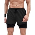 thumbnail image 1 of Xishao Shorts Deportivos Hombre 2 en 1 para Correr Pantalones Cortos Secado Rápido con Forro negro M negro M Xishao ropa, 1 of 2