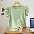 thumbnail image 5 of Quealent 2-5T Toddler Girls Ruffle Sleeve T Shirt Puff Short Sleeve Basic Tank Top Blouse Plain Solid Kids Casual Clothes (Green, 9-10 Years), 5 of 5