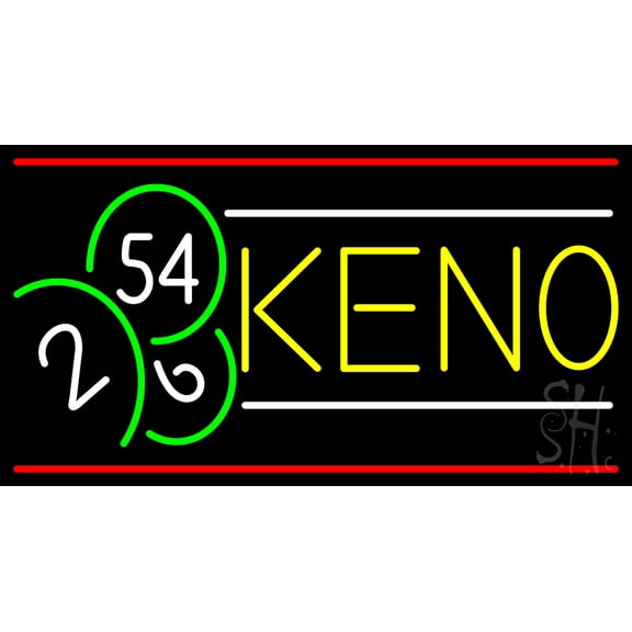 Keno With Ball 2 LED Neon Sign 13 x 24 - inches, Black Square Cut Acrylic Backing, with Dimmer - Bright and Premium built indoor LED Neon Sign for wall dcor, arcarde, and storefront.