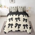 thumbnail image 2 of Feelyou Kawaii Bowknot Child Bedding Comforter Set 7pcs, Dreamy Princess Style Queen Bedding Sets, Girly Black Ribbon Reversible Queen Sheet Sets, Super Cozy Room Decor, 2 of 7