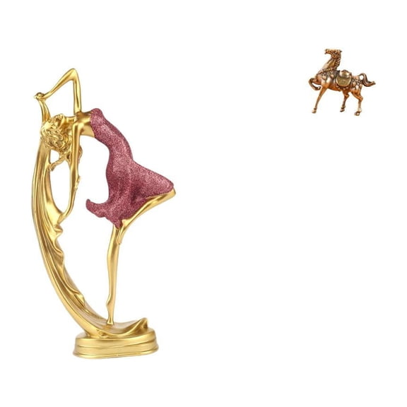 Ballet Dancing Girl Statue Horse Figurine Brass Material Home Decor Art Crafts for Office Living Room Shelf Display