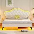 thumbnail image 7 of Amuzer Queen Bed Frame with LED Lights, Morden Upholstered Platform Bed with Adjustable Headboard,White, 7 of 7