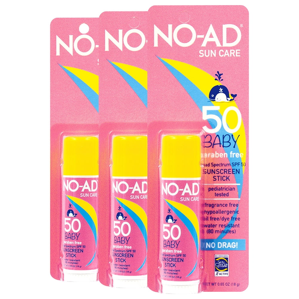 NOAD Sun Care Baby Sunscreen Stick, SPF 50, .65 oz (Pack of 3
