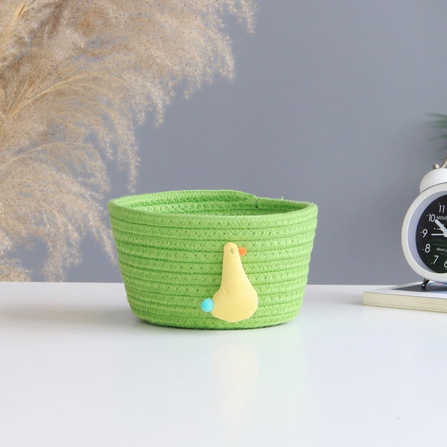Small Woven Basket Cute Blue Rope Basket Cotton Basket Room Storage Basket Cute Animal Design