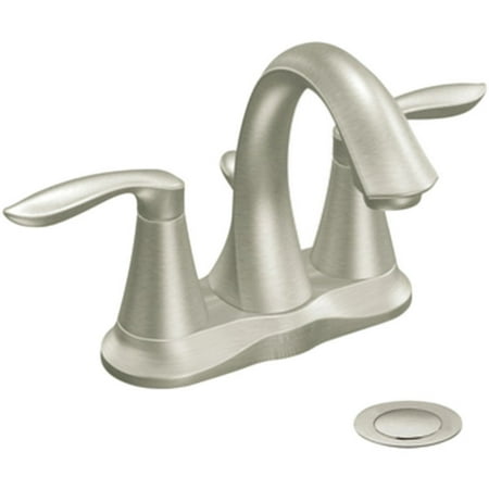 Centerset Bath Faucet - Moen CA6410BN Brushed Nickel Bath Sink Faucet Two Lever Handle 4