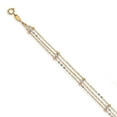 thumbnail image 2 of Real 14kt Tri-color 3-Strand Diamond-cut Beaded 9in Plus 1in ext Anklet; 9 inch; for Adults and Teens; for Women and Men, 2 of 4