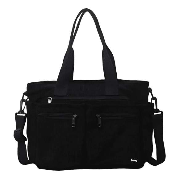 Bolso Tote Bag de Pana 14 Pulgadas Unisex Bolso Belug, Negro