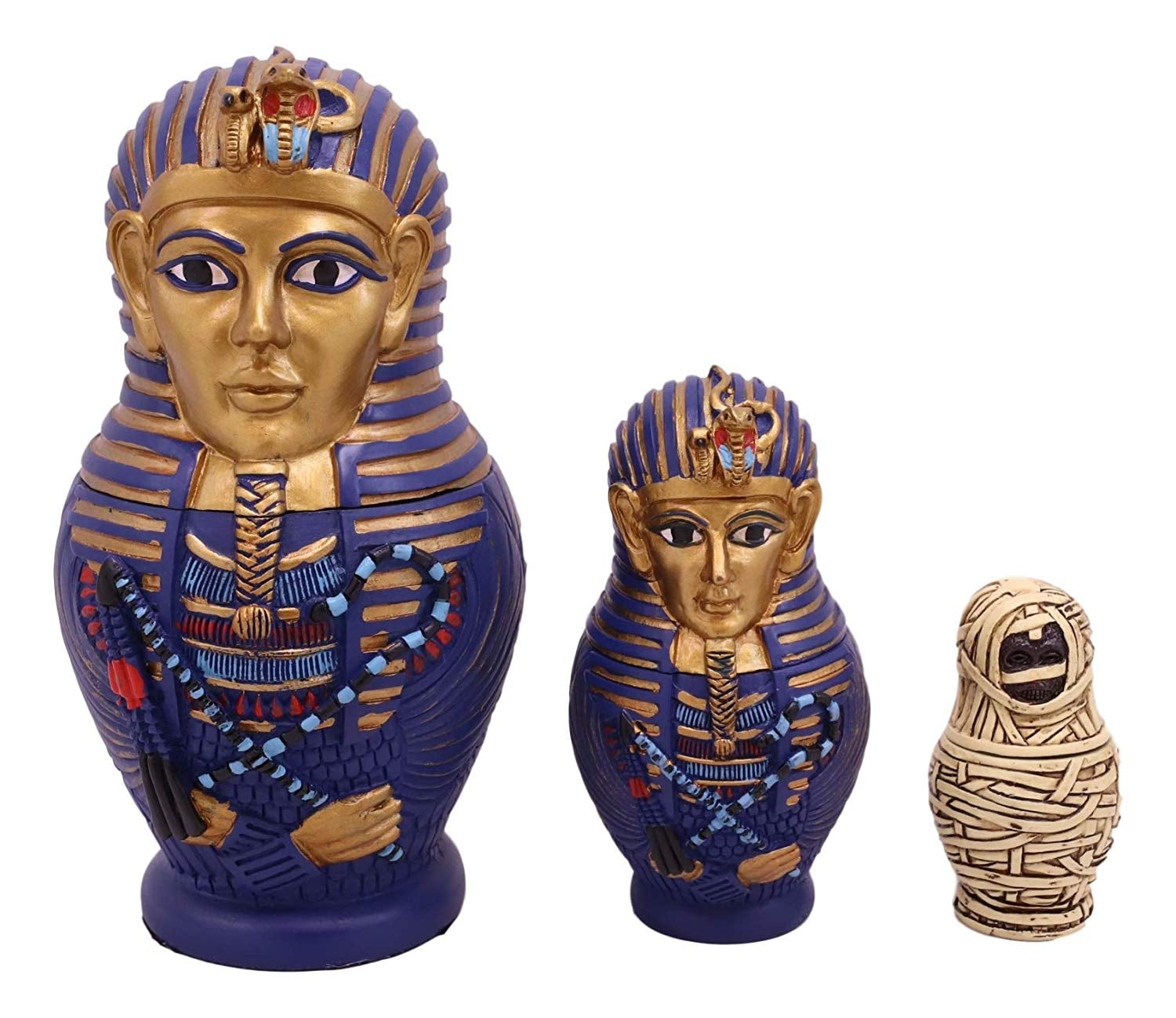 Resin Egyptian King TUT Mummy Nesting Dolls Collectible Figurine Home Decor 6"H 
