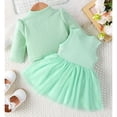 thumbnail image 3 of YONGHS Baby Girls Flower Sundress Summer Tulle Cami Dress And Long Sleeve Cardigan Top Outfits Green 6-9 Months, 3 of 4