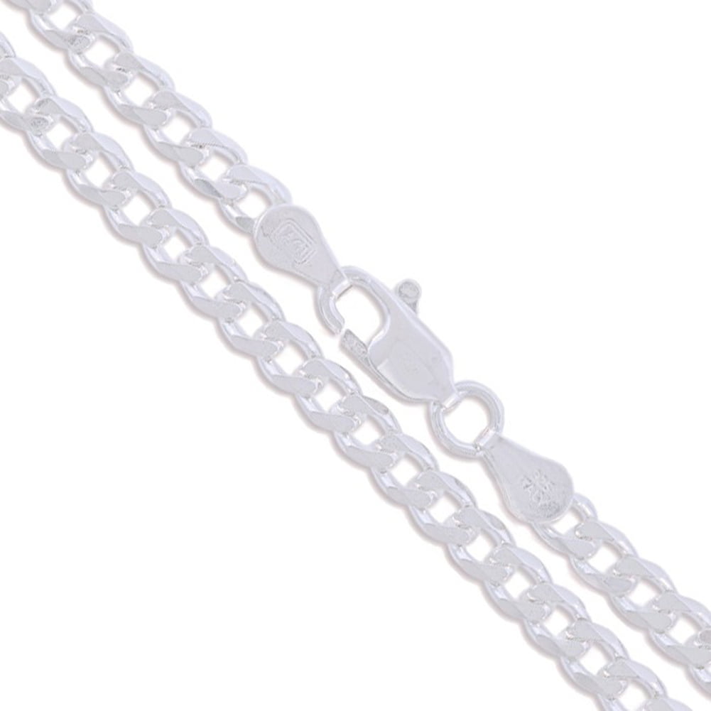 Mens Sterling Silver Flat Curb Chain 1.2mm-11.5mm Solid 925 Italy Link Necklace