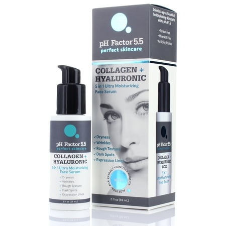 pH Factor 5.5 Collagen Serum for face with Hyaluronic Acid and Natural Extracts. Anti-aging serum for Wrinkles, Dark Spots, Expression Lines, Rough Texture and Dry Skin. Large 2 fl oz bottle (59 (Best Makeup For Wrinkles And Dry Skin)