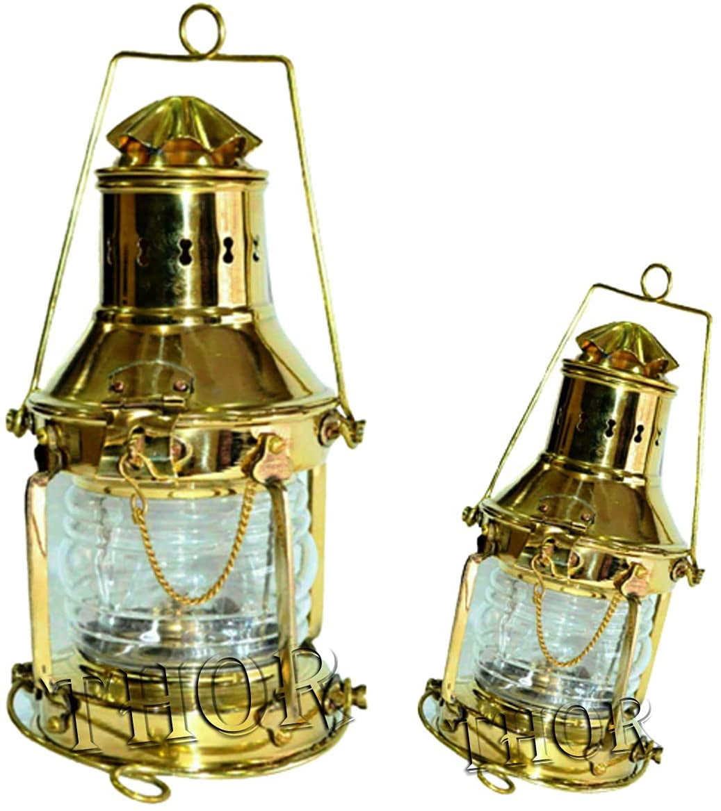 Vintage Brass Oil Kerosene Burner Ship Lantern Anchor Lamp 10"