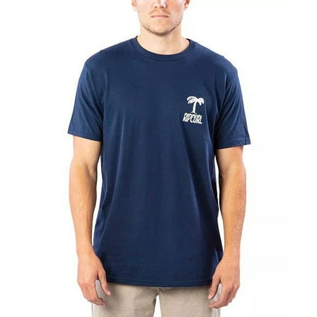 Rip Curl NAVY Men's Tropical Time Prem Short Sleeve Crew Neck T-Shirt, L