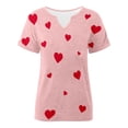 thumbnail image 4 of Womens Short Sleeve Shirts V-Neck Y2K Summer Tops Love Heart Print Spring Tee, 4 of 4
