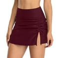 thumbnail image 4 of Women's High Waist Swim Skirt Swimsuit Tummy Control Bathing Suit Skirt Bikini Bottoms for Women Red XL, 4 of 9