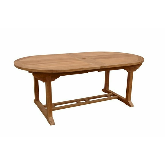 Luxury Teak Extension Table - Oval Patio Dining Table - Outdoor Table with Umbrella Hole - 117"