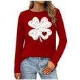 thumbnail image 5 of Craaazy St Patricks Day Shirts Women's Long Sleeve Round Neck Shamrock Tops Gifts, 5 of 5
