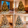 thumbnail image 6 of Beige Pumpkin Fall Christmas Tree Skirt 48 Inches, Thanksgiving Eucalyptus Leaves Retro Xmas Trees Skirt Mat Cover Decorations for Holiday Party Indoor Outdoor, 6 of 9
