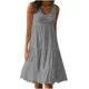 thumbnail image 2 of ICHUANYI Clearance Womens Fashion Holiday Summer Solid Color Sleeveless Party Beach Dress(Gray, XXL) ICHUANYI WER2023080808055, 2 of 5