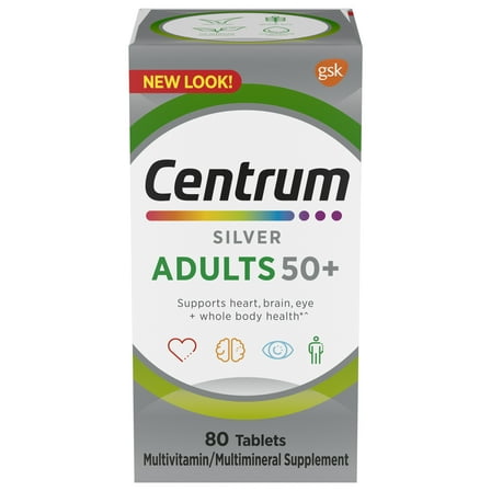 Centrum Silver Multivitamin for Adults 50 Plus, Multimineral Supplement, 80 Ct