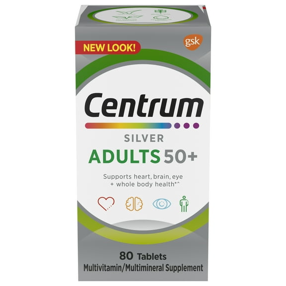 Centrum Silver Multivitamin for Adults 50 Plus, Multimineral Supplement, 80 Ct