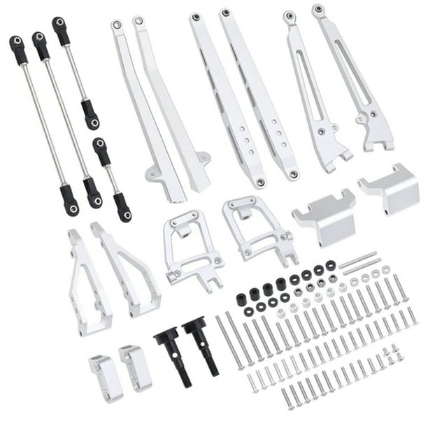 Suspensión de Aluminio Bewildely Pre-Runner 2WD Doble Haz para Eje 1/10 RC Crawler Axial SCX10 II 90046 90047 Modelo Plata B