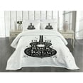 thumbnail image 3 of Ambesonne Guitar Quilted Bedspread Set 3 Pcs, Grunge Look Rock 'n' Roll, King Size, Black White, 3 of 5