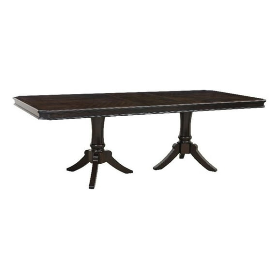 Stoe 76-96 Inch Dining Table-Rectangular Extendable-Pedestal Base-Brown