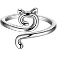 thumbnail image 2 of Beautlace lindo gato anillos ajustables 18K oro/plata/negro pistola plateado encantadores gatos animales anillo abierto joyería para mujeres KR0029, 2 of 5