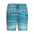 thumbnail image 6 of Daiia Teal Turquoise Fluid Stripes Mens Woven Stretch Pajama Short,Short Pajama Pants-Small, 6 of 7