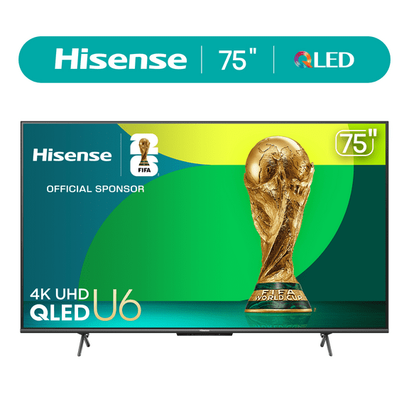 Hisense 75-Inch Class U6H Series ULED 4K UHD Google Smart TV (75U6H) - QLED, 600 Nits, Dolby Vision & Atmos, 240 Motion Rate, Game Mode Plus, Voice Remote