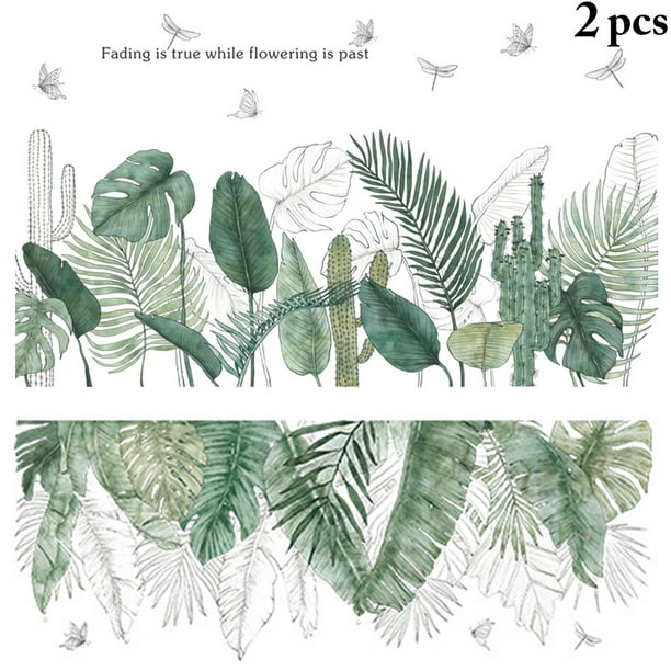 1 Ensemble (2 Pièces) Stickers Muraux De Feuilles De Plantes Vertes  Tropicales Et De Motifs, Mode en ligne
