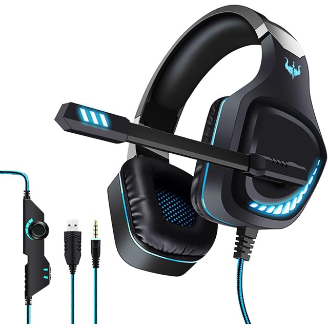 Casque de Jeu pour PS4, PS5, PC, Xbox One, Nintendo Switch, Écouteurs avec Microphone, Son Surround Basses, Réduction de Bruit. Écouteurs Gamer
