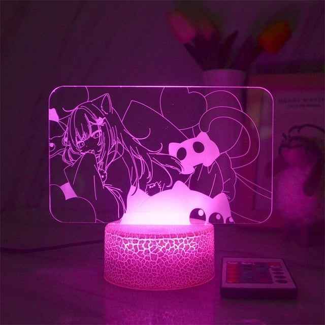 Luz nocturna LED 3D Nekohas Shizukus que cambia de color para niños